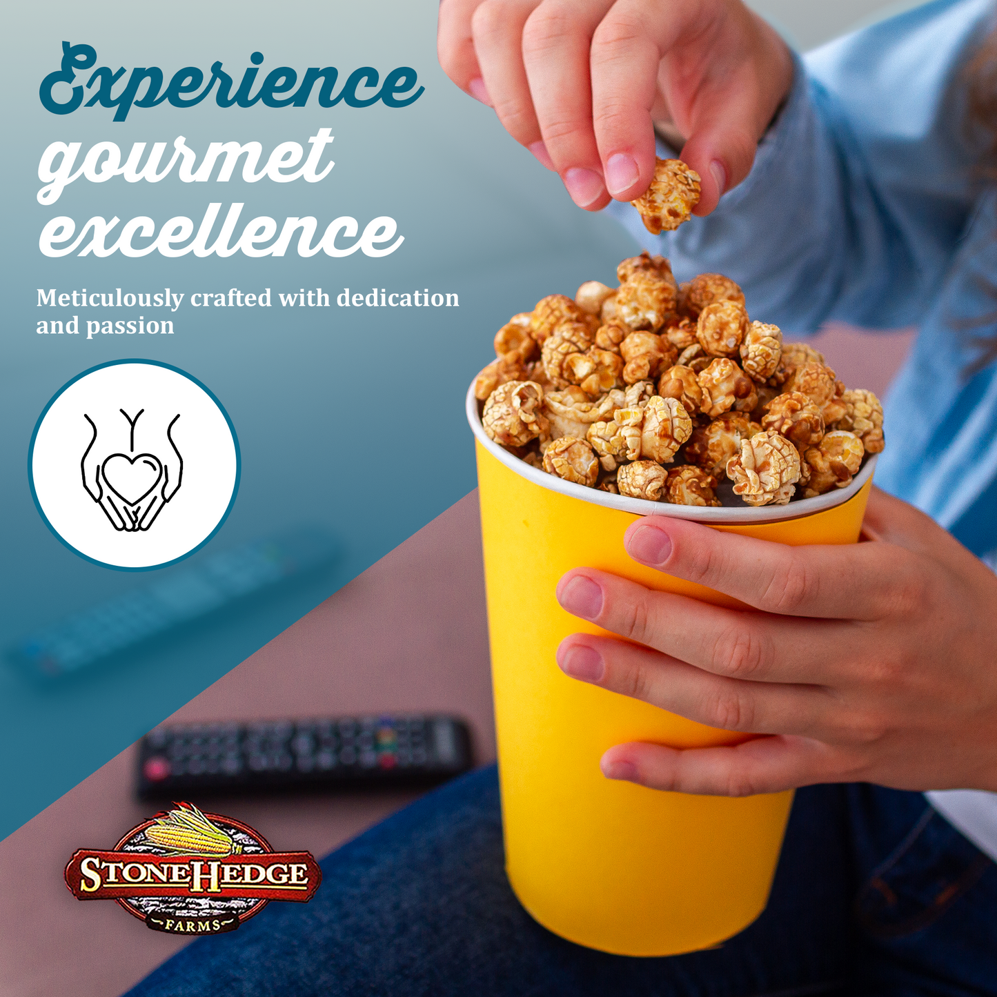 Stonehedge Farms Salted Caramel Flavored Popcorn | 32 oz Large Tub | Perfect for Holidays and Christmas