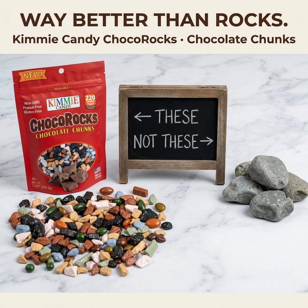Kimmie Candy ChocoRocks, Rock-Shaped Chocolate Candy for Snacking & Cake Decorating, Pebbles & Stones | 7.4 oz | Non-GMO, Peanut-Free, Gluten-Free