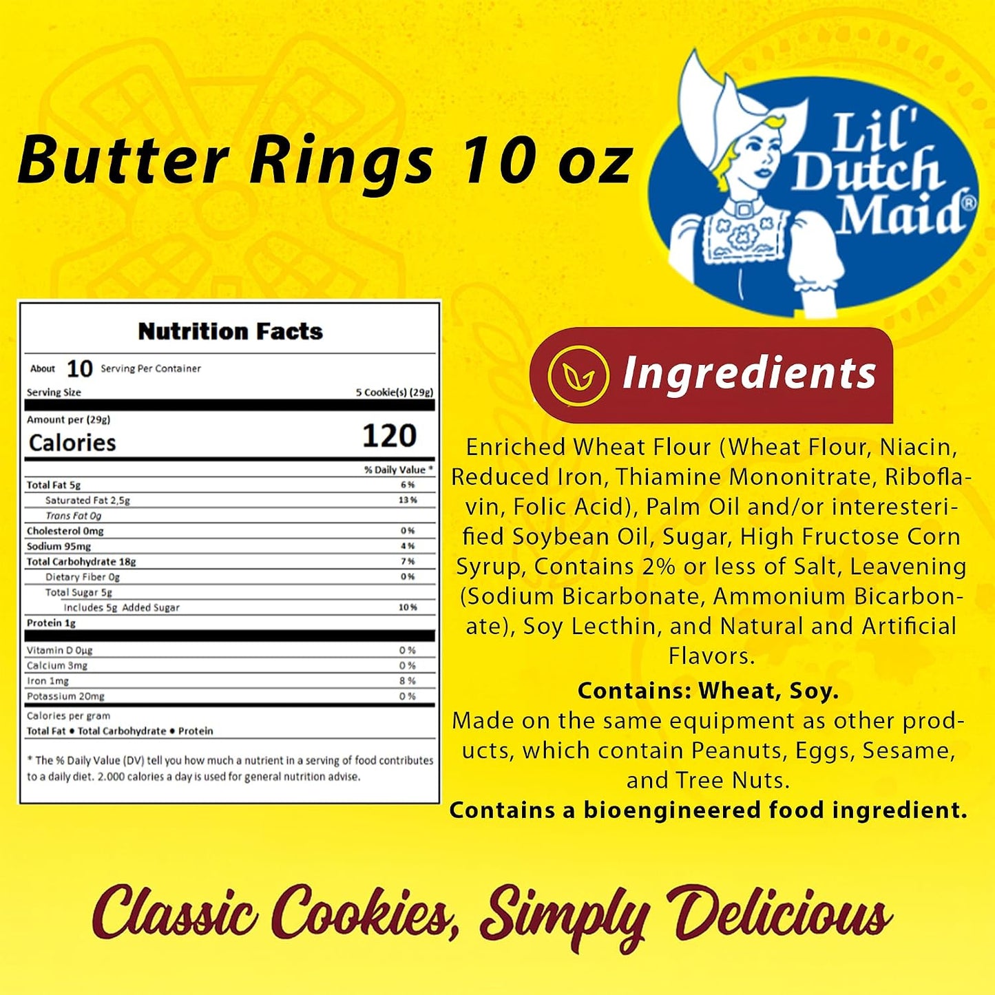 Lil Dutch Maid Butter Ring Cookies | 10 oz (Pack of 3) | Classic Golden Butter Cookies with Rich Flavor | Crisp Ring-Shaped Snack