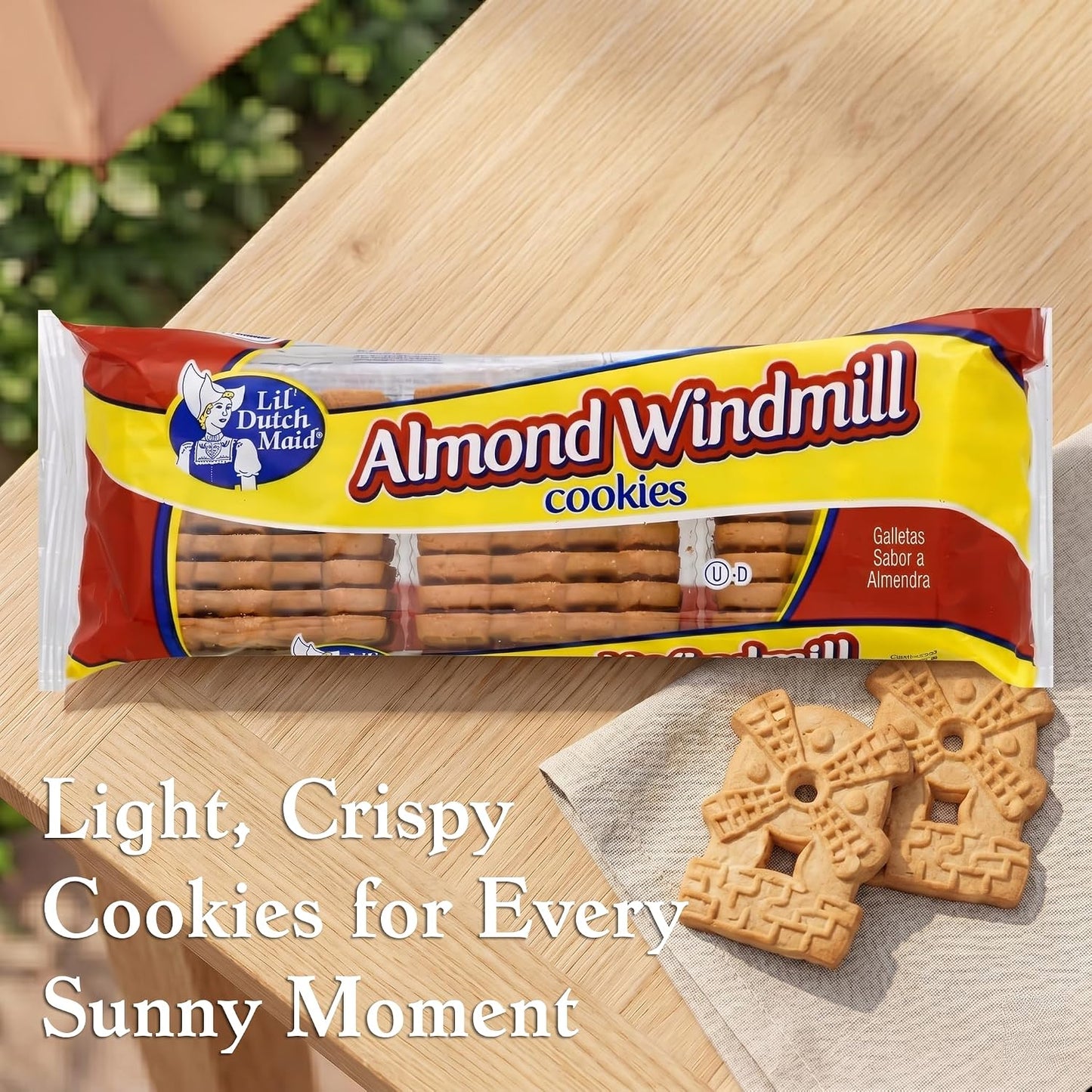 Lil Dutch Maid Almond Windmill Gingerbread Cookies | 9 oz (Pack of 3) | Crunchy Shaped Flavored Snack