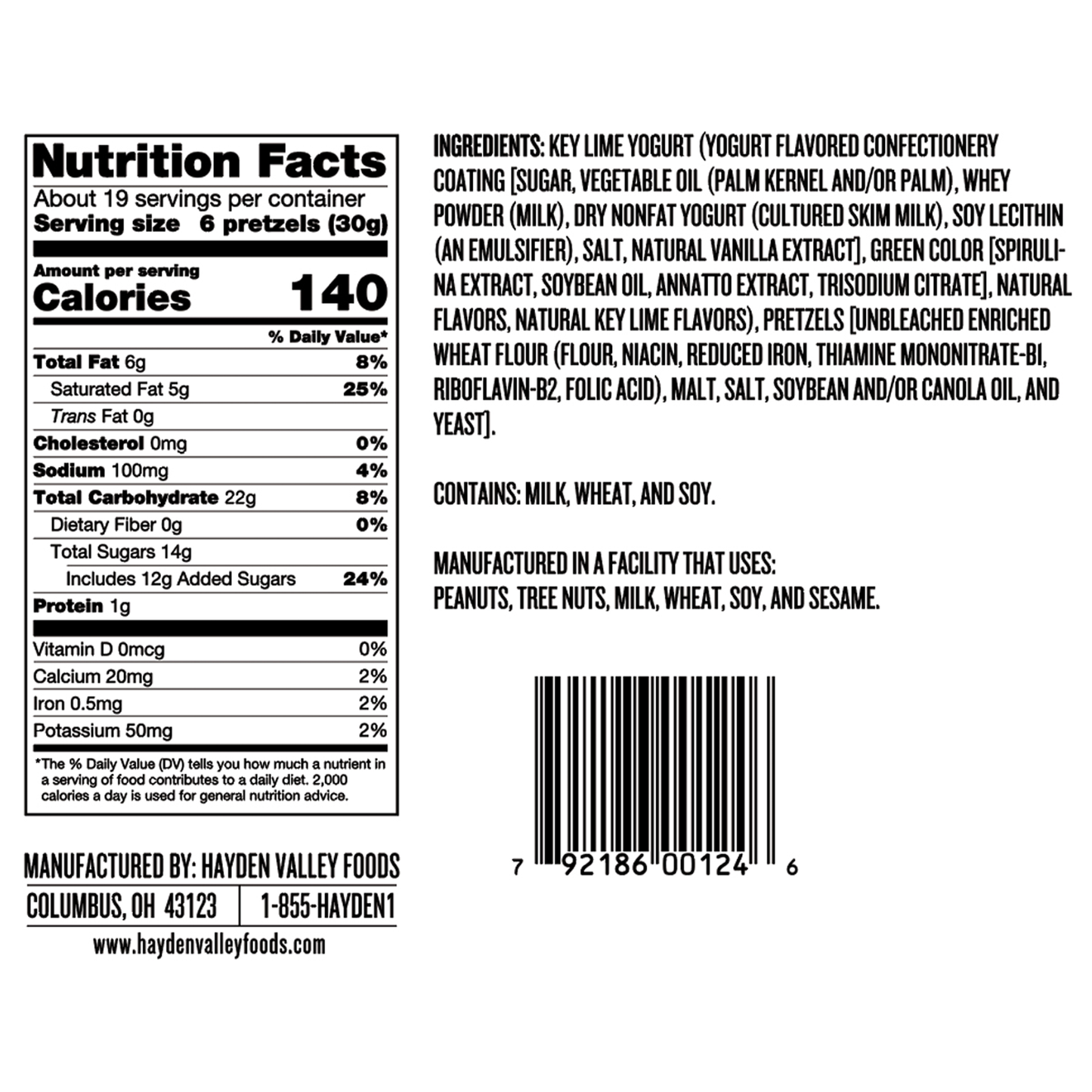 Hayden Valley Foods Key Lime Yogurt Covered Pretzels | 20 oz Bag | Gourmet Flavored Pretzels | No Artificial Flavors or Colors