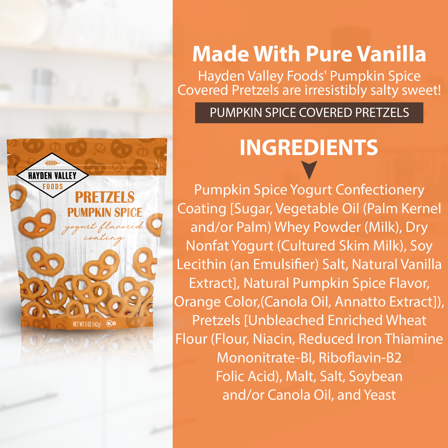 Hayden Valley Foods Pumpkin Spice Yogurt Covered Pretzels | 5 oz Bags (Pack of 3) | No Artificial Flavors, Preservatives or Colors