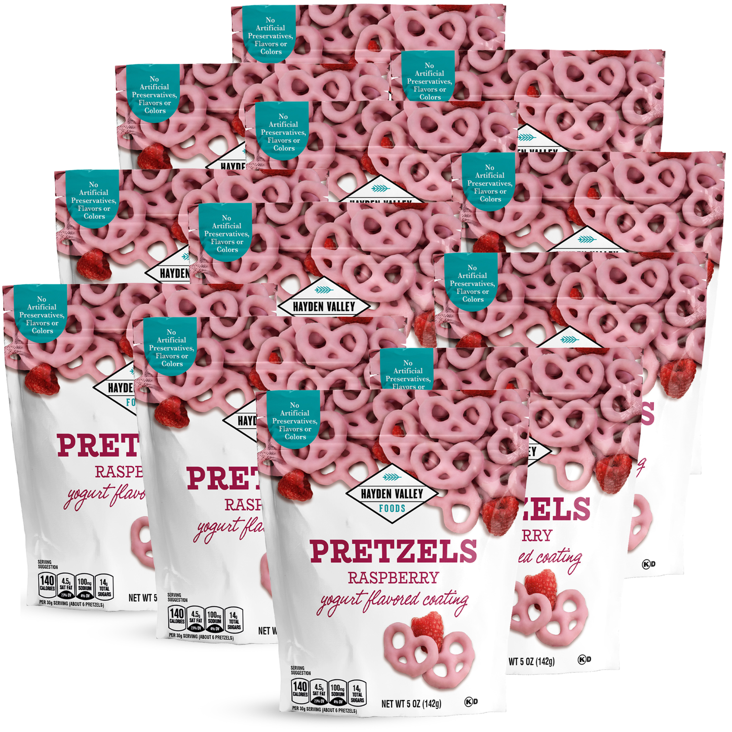 Hayden Valley Foods Yogurt Covered Pretzels - 5 oz Resealable Bags - Gourmet Flavored Pretzels