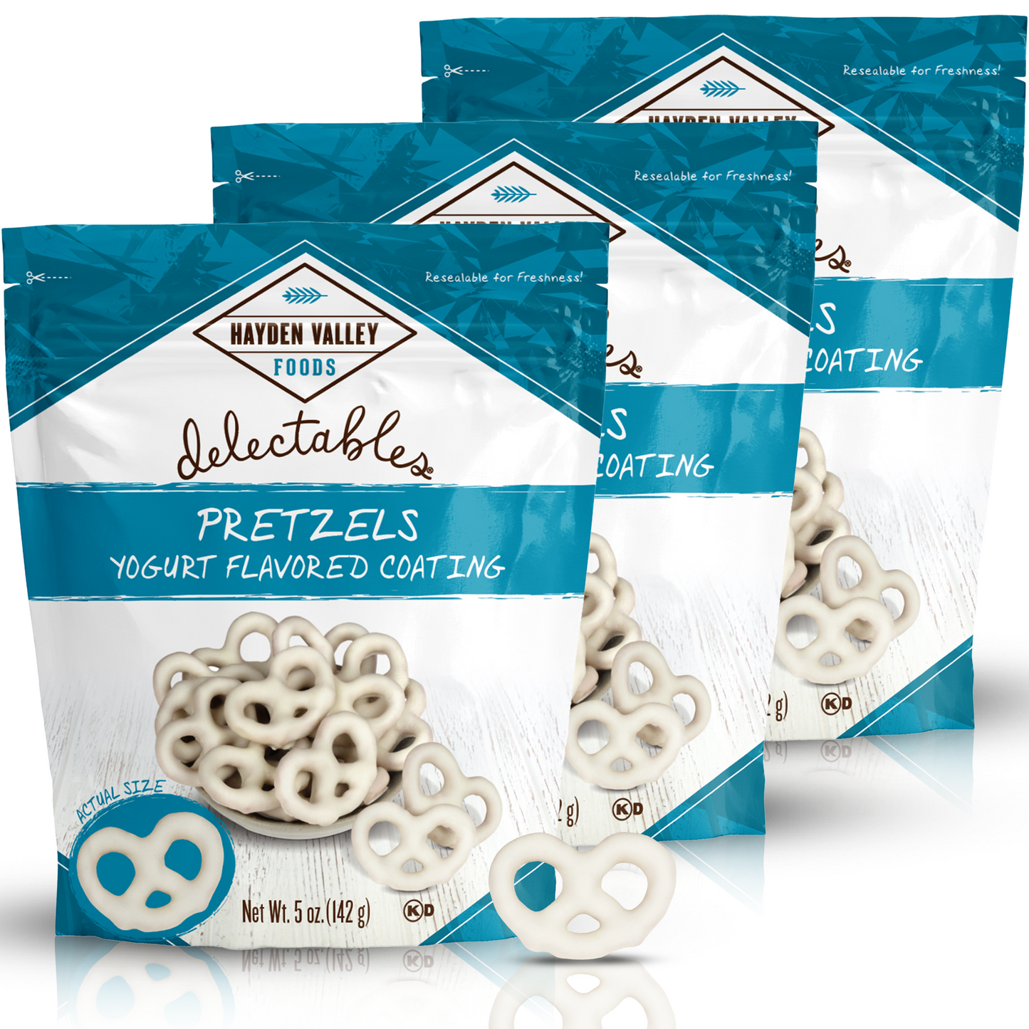 Hayden Valley Foods Vanilla Yogurt Covered Pretzels | 5 oz Bags (Pack of 3) | No Artificial Flavors, Preservatives or Colors