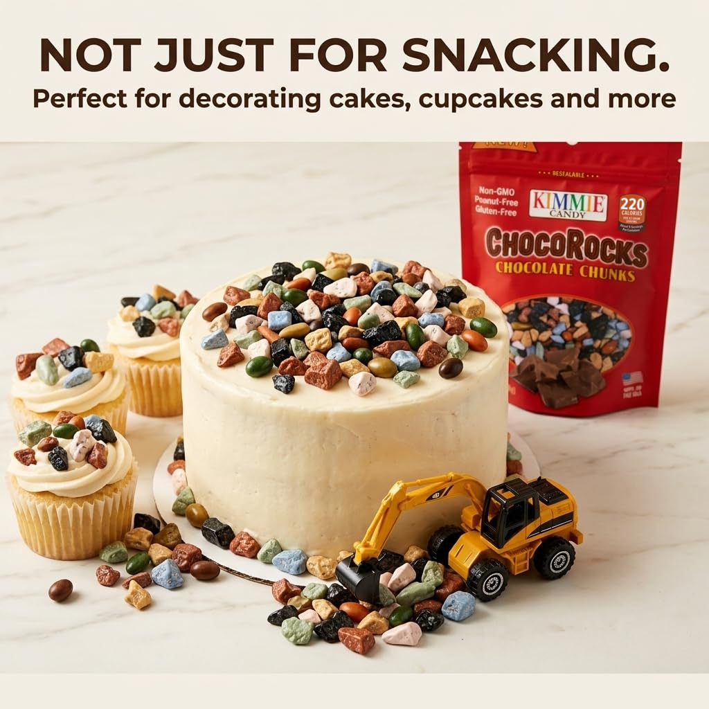 Kimmie Candy ChocoRocks, Rock-Shaped Chocolate Candy for Snacking & Cake Decorating, Pebbles & Stones | 7.4 oz | Non-GMO, Peanut-Free, Gluten-Free