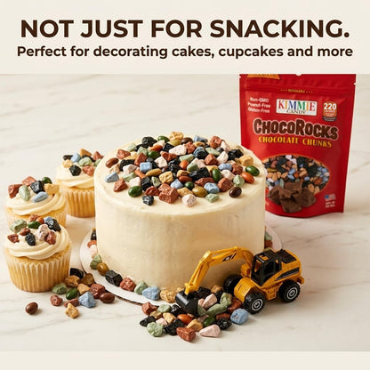 Kimmie Candy ChocoRocks, Rock-Shaped Chocolate Candy for Snacking & Cake Decorating, Pebbles & Stones | 7.4 oz | Non-GMO, Peanut-Free, Gluten-Free