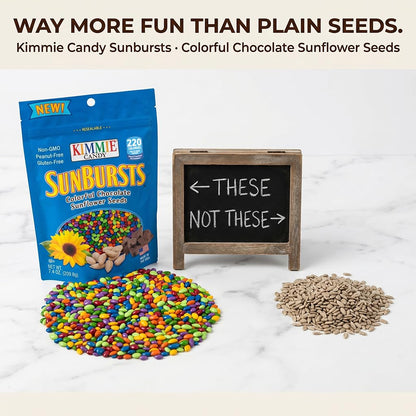 Kimmie Candy Sunbursts, Chocolate Covered Sunflower Seeds with Colorful Candy Shell | 7.4 oz | Non-GMO, Peanut-Free, Gluten-Free