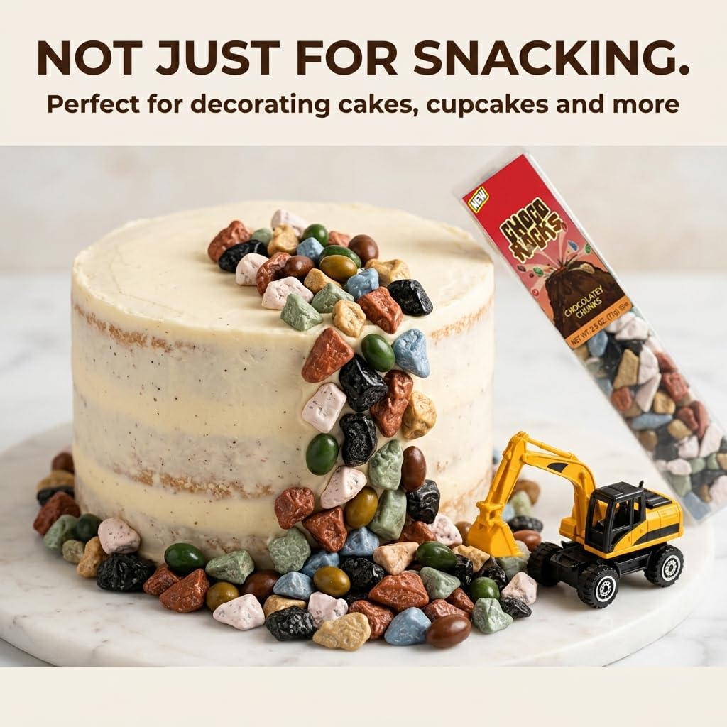 Kimmie Candy ChocoRocks, Rock-Shaped Chocolate Candy for Snacking & Cake Decorating, Pebbles & Stones | 2.5 oz (Pack of 3) | Non-GMO, Peanut-Free, Gluten-Free