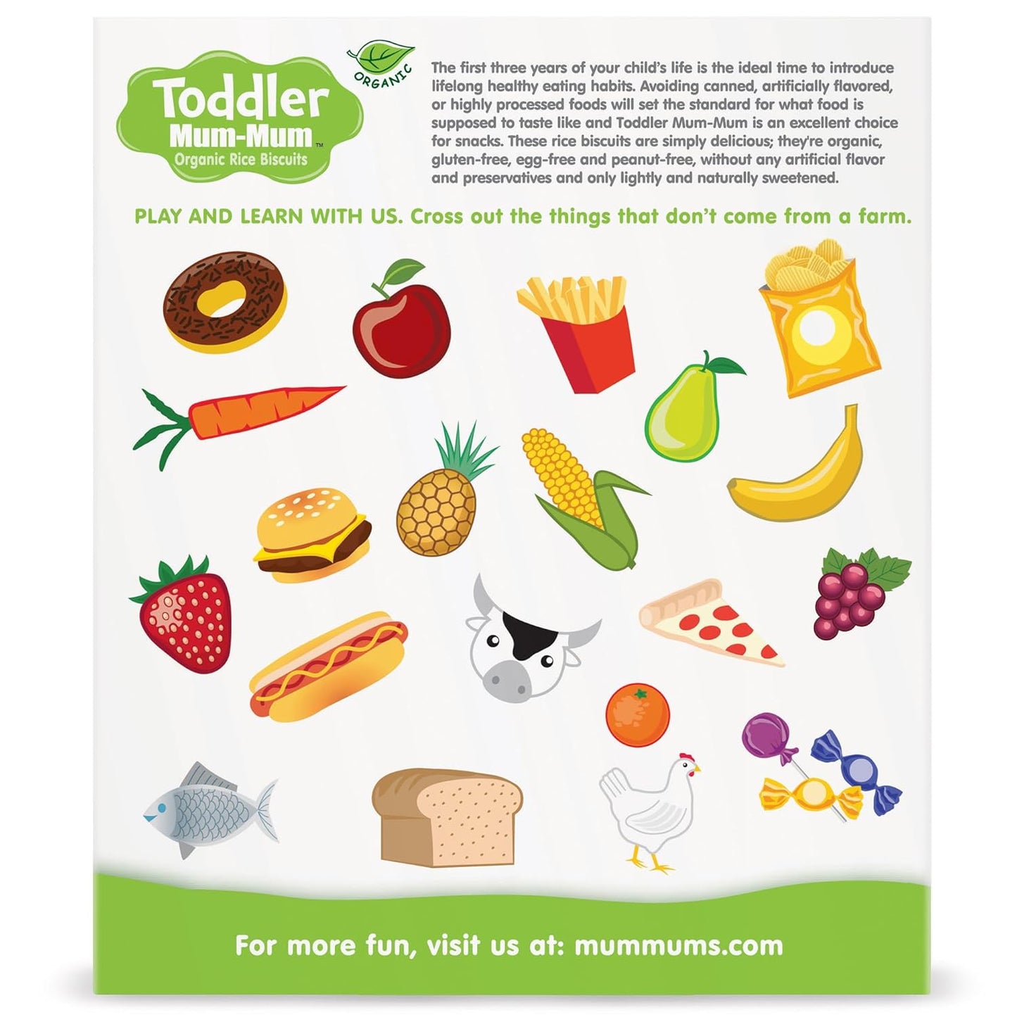 Toddler Mum-Mum Organic Rice Biscuits, Mango & Kiwi | 24 Count (Pack of 6) | Gluten Free, Allergen Free, Non-GMO