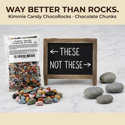 Kimmie Candy ChocoRocks, Rock-Shaped Chocolate Candy for Snacking & Cake Decorating, Pebbles & Stones, Bulk Bag | 1 lb | Non-GMO, Peanut-Free, Gluten-Free