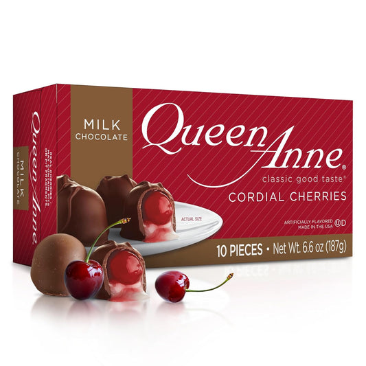 Queen Anne Milk Chocolate Covered Cordial Cherries | 6.6 oz | 10 Piece Gift Box