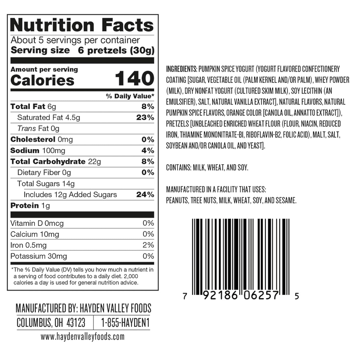 Hayden Valley Foods Pumpkin Spice Yogurt Covered Pretzels | 5 oz Bags (Pack of 3) | No Artificial Flavors, Preservatives or Colors | Sweet Holiday Snack