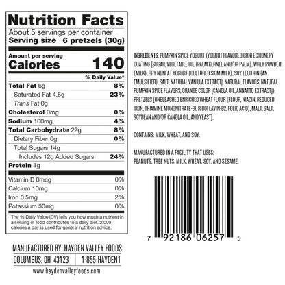 Hayden Valley Foods Pumpkin Spice Yogurt Covered Pretzels | 5 oz Bags (Pack of 3) | No Artificial Flavors, Preservatives or Colors | Sweet Holiday Snack