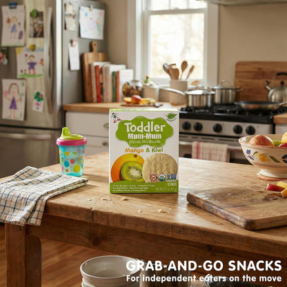 Toddler Mum-Mum Organic Rice Biscuits, Mango & Kiwi | 24 Count (Pack of 6) | Gluten Free, Allergen Free, Non-GMO