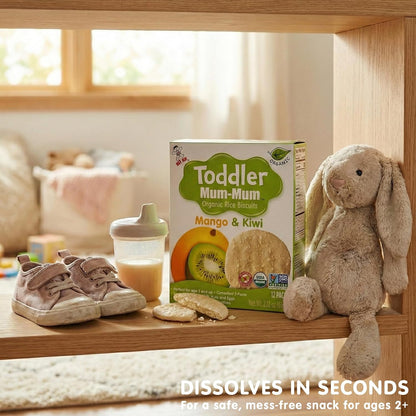Toddler Mum-Mum Organic Rice Biscuits, Mango & Kiwi | 24 Count (Pack of 6) | Gluten Free, Allergen Free, Non-GMO