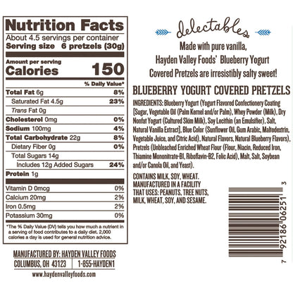 Hayden Valley Foods Blueberry Yogurt Covered Pretzels | 5 oz Bags (Pack of 3) | No Artificial Flavors, Preservatives or Colors | Blue Bulk Holiday Sweet Snacks