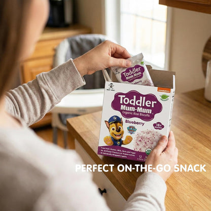 Toddler Mum-Mum Organic Rice Biscuits, Blueberry Paw Patrol | 24 Count (Pack of 6) | Gluten Free, Allergen Free, Non-GMO | Toddler Snacks, Rice Rusk, Cracker