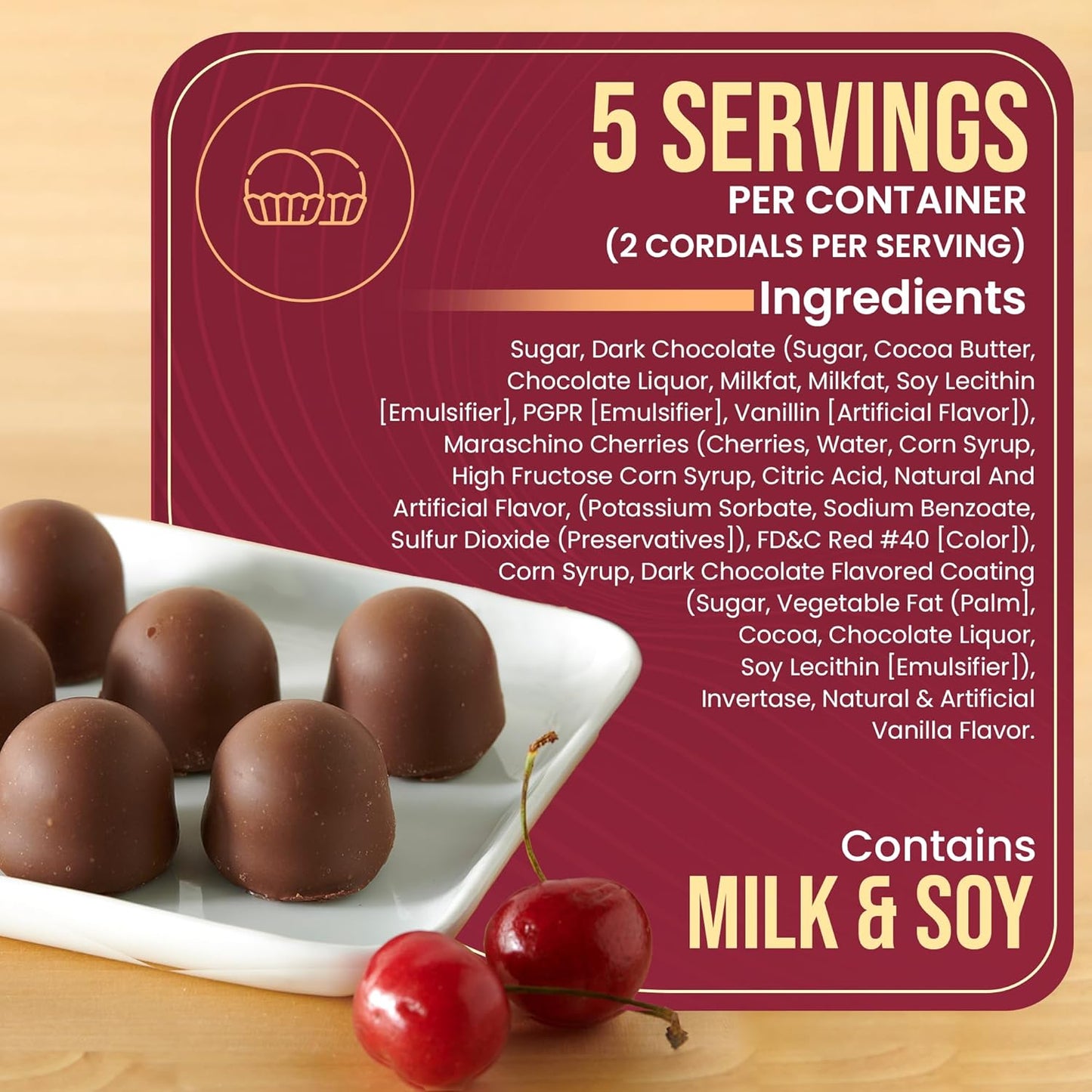 Queen Anne Dark Chocolate Covered Cordial Cherries | 6.6 oz | 10 Piece Gift Box