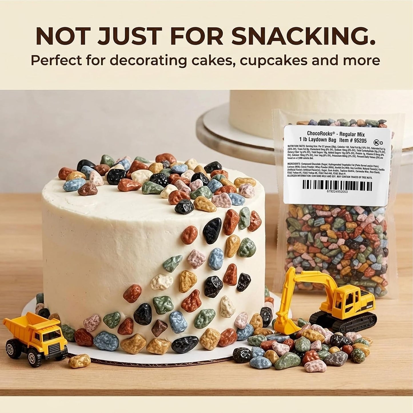 Kimmie Candy ChocoRocks, Rock-Shaped Chocolate Candy for Snacking & Cake Decorating, Pebbles & Stones, Bulk Bag | 1 lb | Non-GMO, Peanut-Free, Gluten-Free