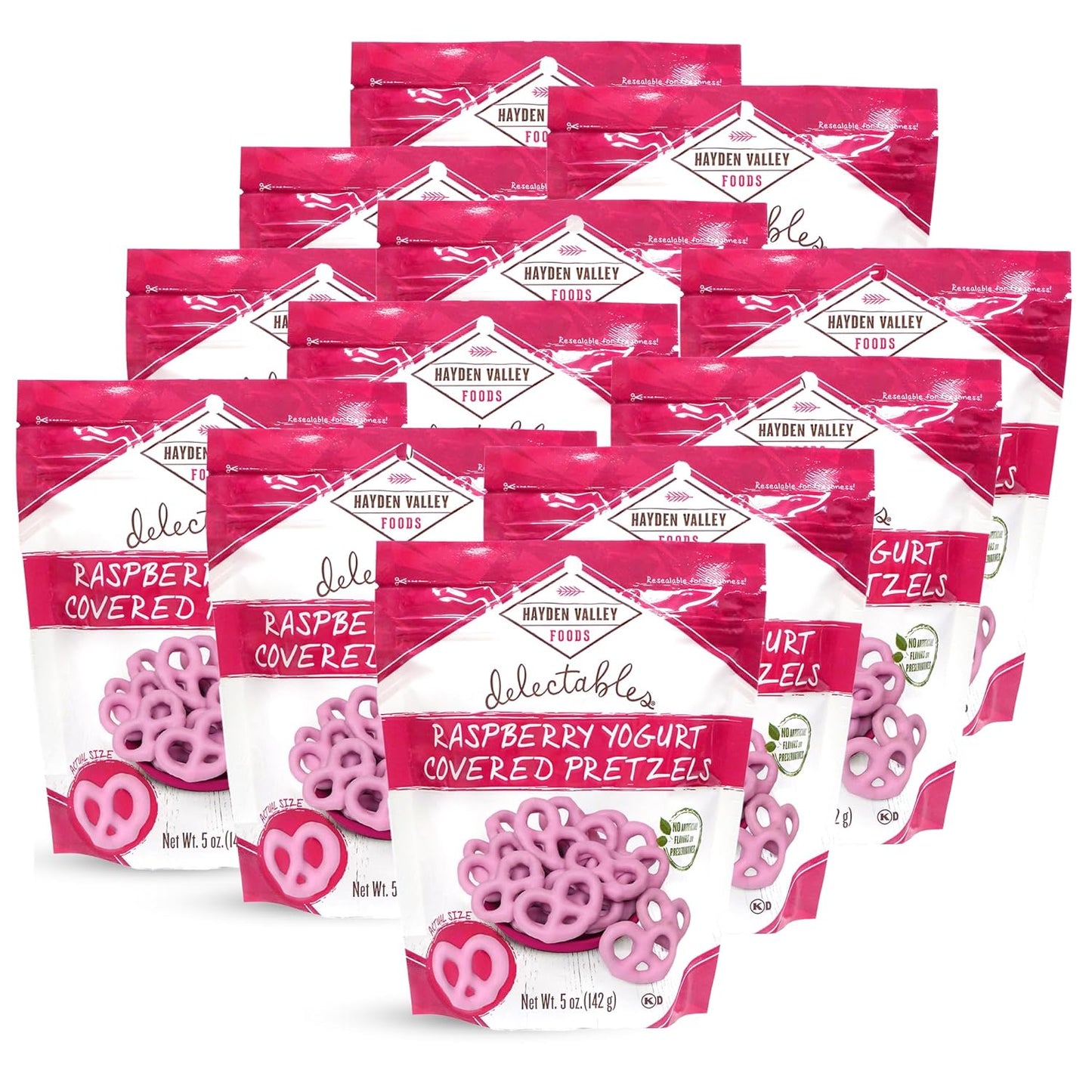 Hayden Valley Foods Yogurt Covered Pretzels - 5 oz Resealable Bags - Gourmet Flavored Pretzels