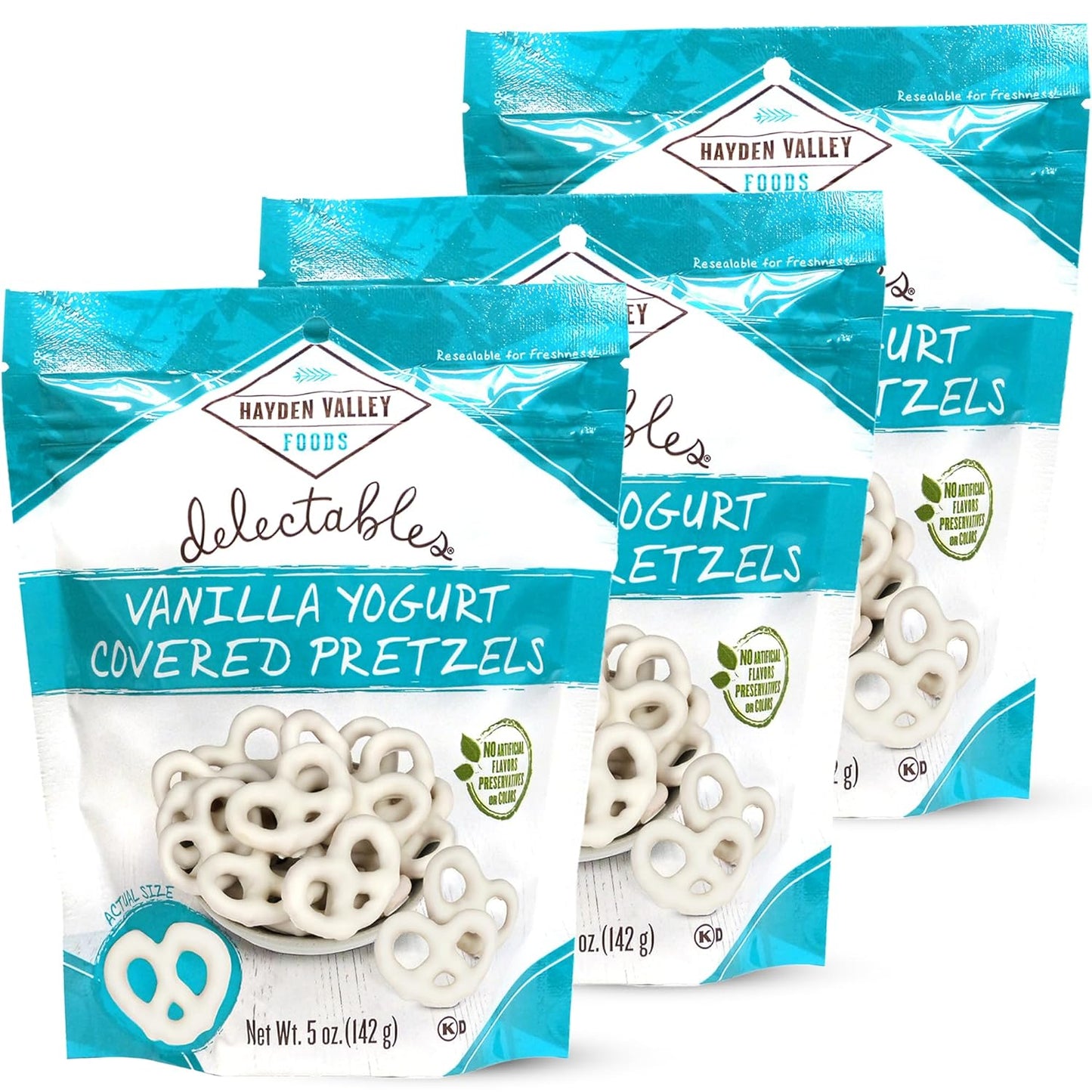 Hayden Valley Foods Yogurt Covered Pretzels - 5 oz Resealable Bags - Gourmet Flavored Pretzels