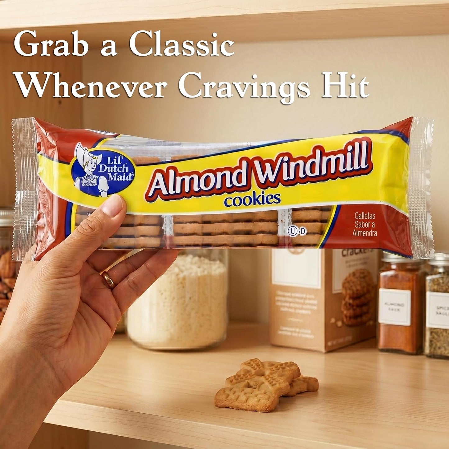 Lil Dutch Maid Almond Windmill Gingerbread Cookies | 9 oz (Pack of 3) | Crunchy Shaped Flavored Snack