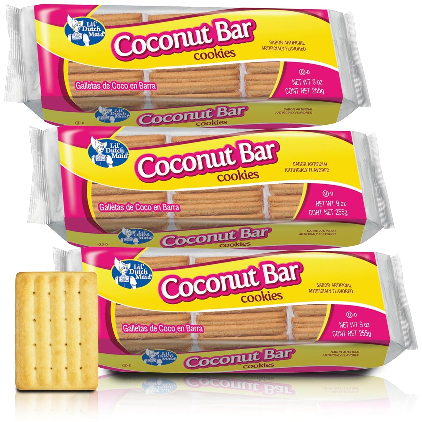 Lil Dutch Maid Coconut Bar Cookies | 9 oz (Pack of 3) | Sweet Coconut Classic Snack Cookies