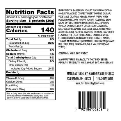 Hayden Valley Foods Raspberry Yogurt Covered Pretzels | 5 oz Bags (Pack of 3) | No Artificial Flavors, Preservatives or Colors | Pink Bulk Sweet Snacks