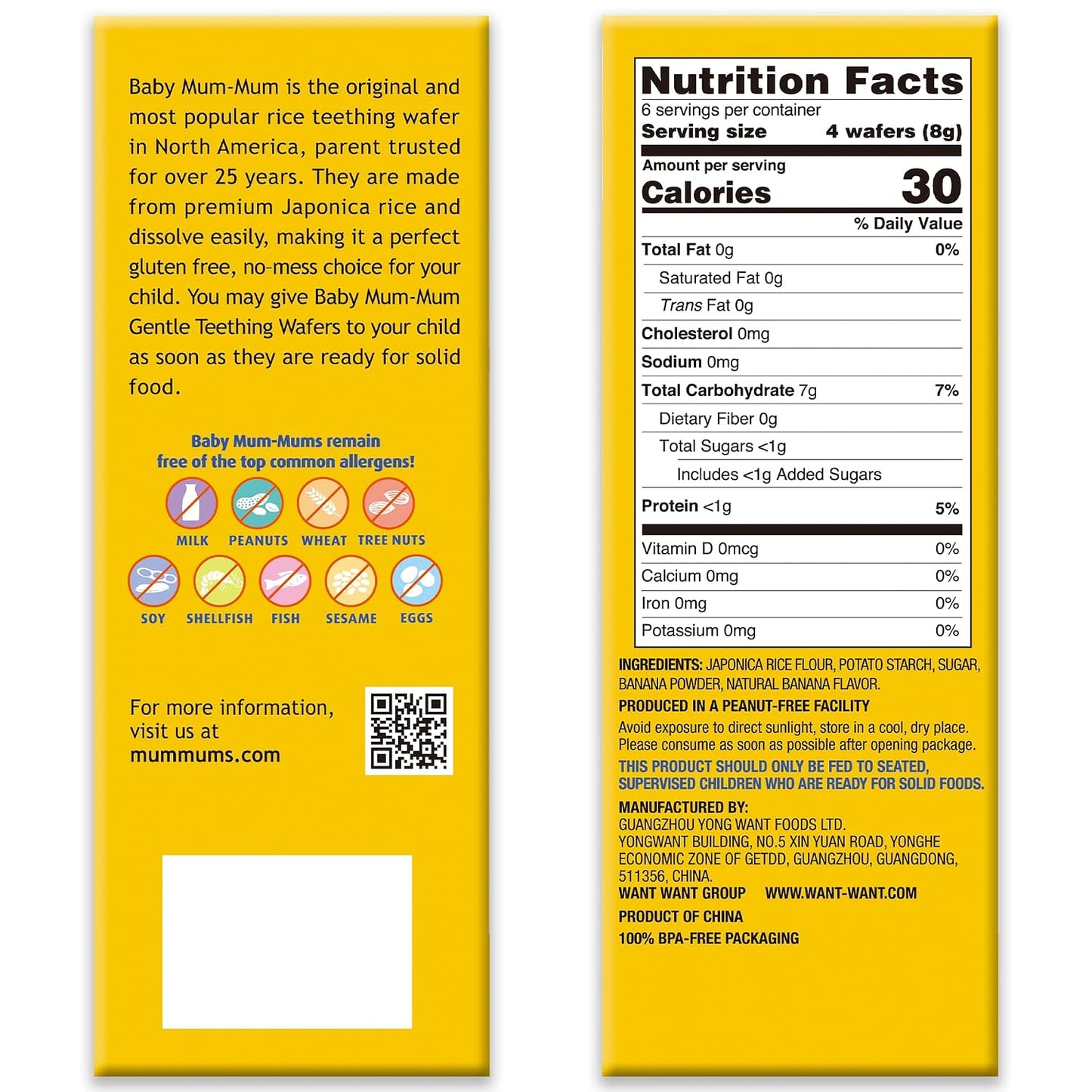 Baby Mum-Mum Gentle Banana Teething Crackers | 24 Count (Pack of 6) | Gluten Free, Allergen Free, Non-GMO