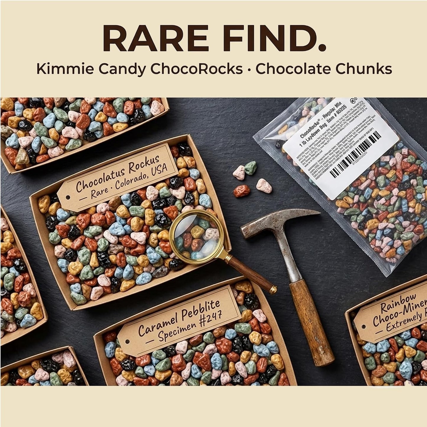Kimmie Candy ChocoRocks, Rock-Shaped Chocolate Candy for Snacking & Cake Decorating, Pebbles & Stones, Bulk Bag | 1 lb | Non-GMO, Peanut-Free, Gluten-Free