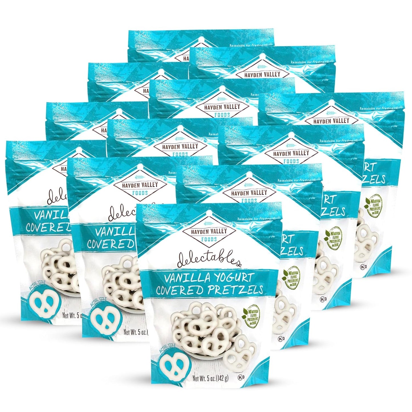 Hayden Valley Foods Yogurt Covered Pretzels - 5 oz Resealable Bags - Gourmet Flavored Pretzels