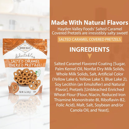 Hayden Valley Foods Yogurt Covered Pretzel Variety Pack - 5oz Resealable Bags (Pack of 3) - Milk Chocolate, Salted Caramel and Pumpkin Spice - Gourmet Flavored Pretzels