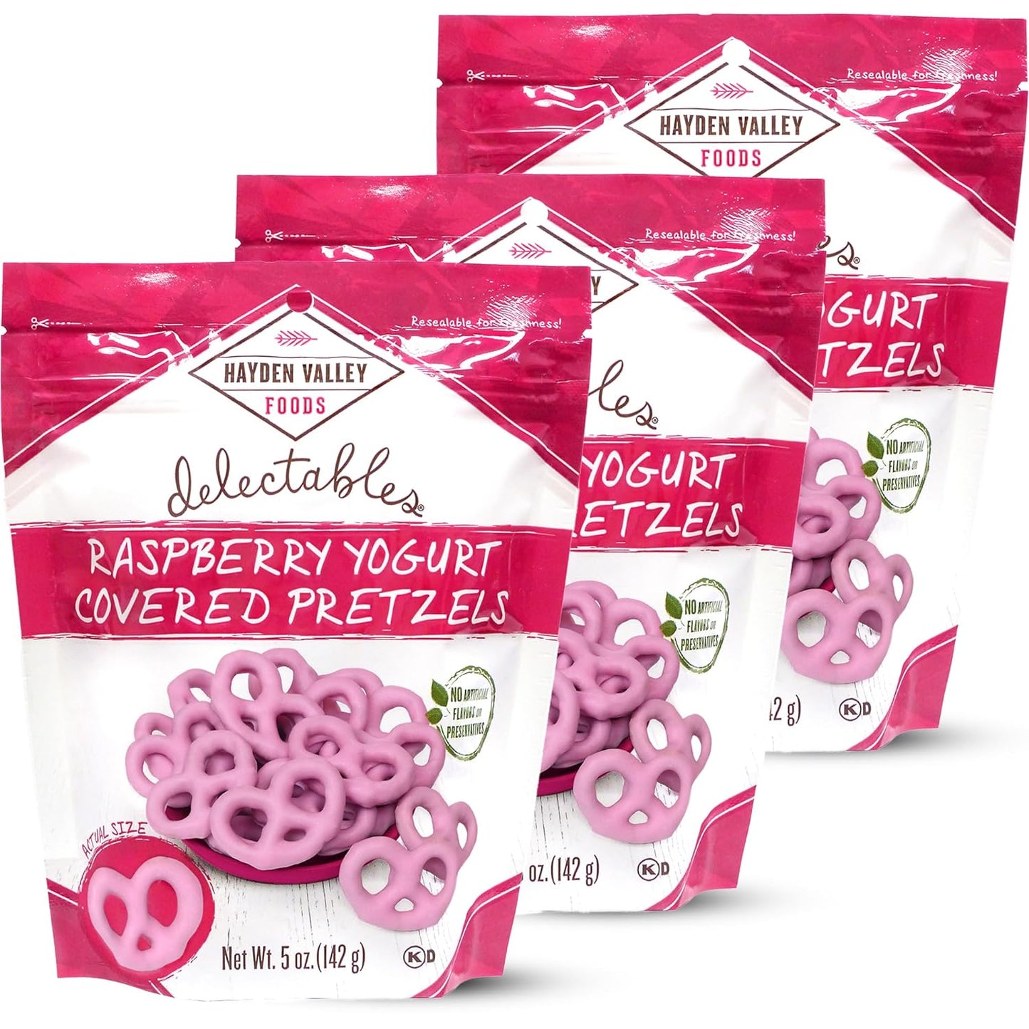 Hayden Valley Foods Yogurt Covered Pretzels - 5 oz Resealable Bags - Gourmet Flavored Pretzels