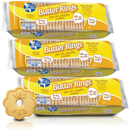 Lil Dutch Maid Butter Ring Cookies | 10 oz (Pack of 3) | Classic Golden Butter Cookies with Rich Flavor | Crisp Ring-Shaped Snack