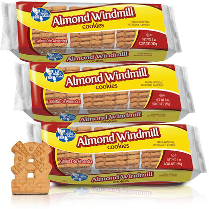 Lil Dutch Maid Almond Windmill Gingerbread Cookies | 9 oz (Pack of 3) | Crunchy Shaped Flavored Snack