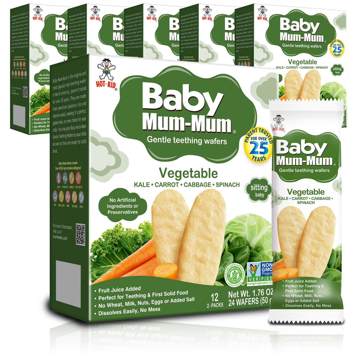 Baby Mum-Mum Gentle Vegetable Teething Crackers | 24 Count (Pack of 6) | Gluten Free, Allergen Free, Non-GMO | Baby Snack Teether Relief Rice Rusks