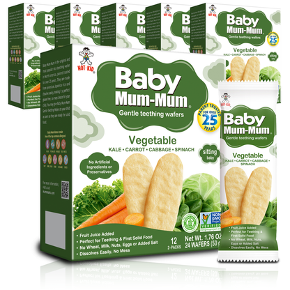 Baby Mum-Mum Gentle Vegetable Teething Crackers | 24 Count (Pack of 6) | Gluten Free, Allergen Free, Non-GMO | Baby Snack Teether Relief Rice Rusks