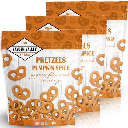 Hayden Valley Foods Pumpkin Spice Yogurt Covered Pretzels | 5 oz Bags (Pack of 3) | No Artificial Flavors, Preservatives or Colors