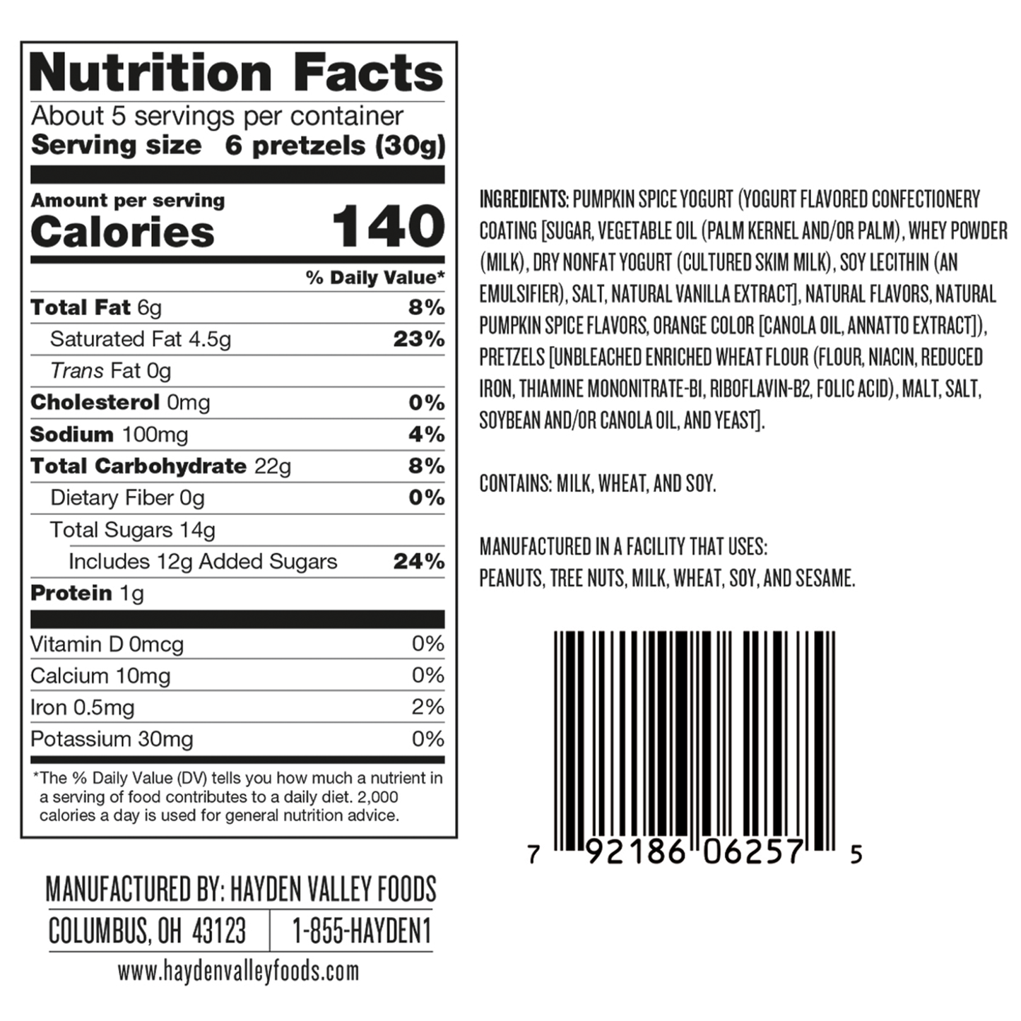 Hayden Valley Foods Pumpkin Spice Yogurt Covered Pretzels | 5 oz Bags (Pack of 3) | No Artificial Flavors, Preservatives or Colors