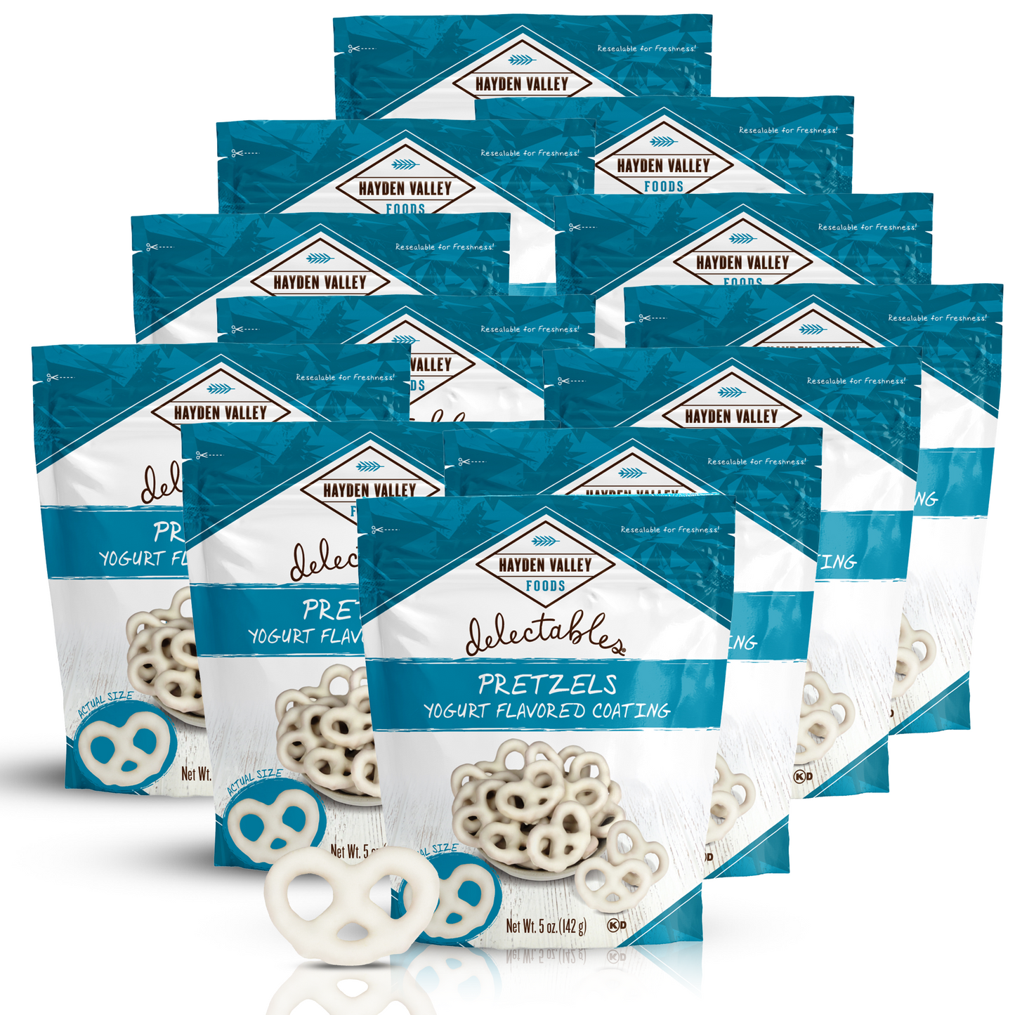 Hayden Valley Foods Yogurt Covered Pretzels - 5 oz Resealable Bags - Gourmet Flavored Pretzels