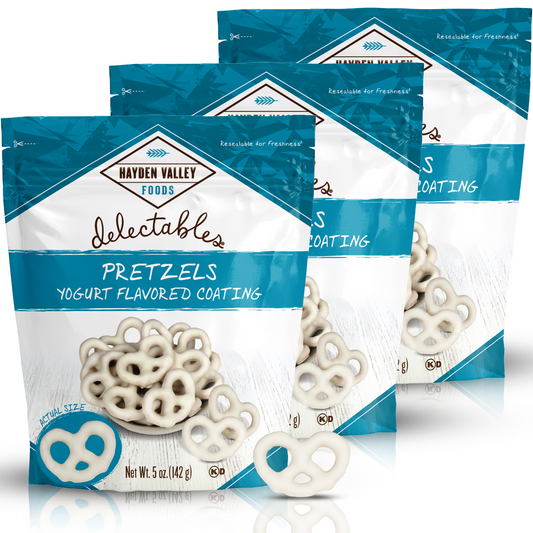 Hayden Valley Foods Vanilla Yogurt Covered Pretzels | 5 oz Bags (Pack of 3) | No Artificial Flavors, Preservatives or Colors