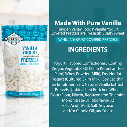 Hayden Valley Foods Vanilla Yogurt Covered Pretzels | 20 oz Bag | Gourmet Flavored Pretzels | No Artificial Flavors or Colors