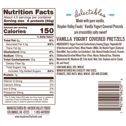Hayden Valley Foods Vanilla Yogurt Covered Pretzels | 5 oz Bags (Pack of 3) | No Artificial Flavors, Preservatives or Colors