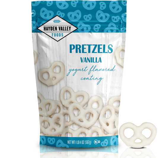 Hayden Valley Foods Vanilla Yogurt Covered Pretzels | 20 oz Bag | Gourmet Flavored Pretzels | No Artificial Flavors or Colors
