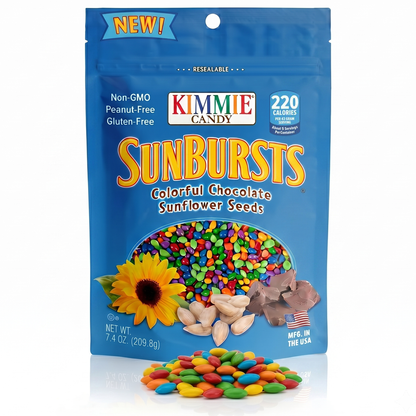 Kimmie Candy Sunbursts, Chocolate Covered Sunflower Seeds with Colorful Candy Shell | 7.4 oz | Non-GMO, Peanut-Free, Gluten-Free