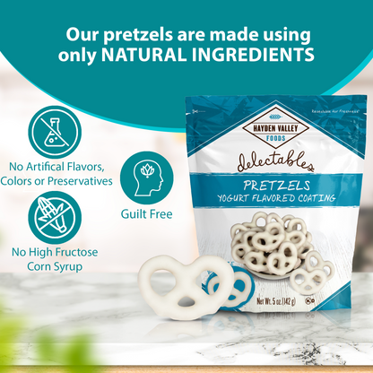 Hayden Valley Foods Vanilla Yogurt Covered Pretzels | 5 oz Bags (Pack of 3) | No Artificial Flavors, Preservatives or Colors