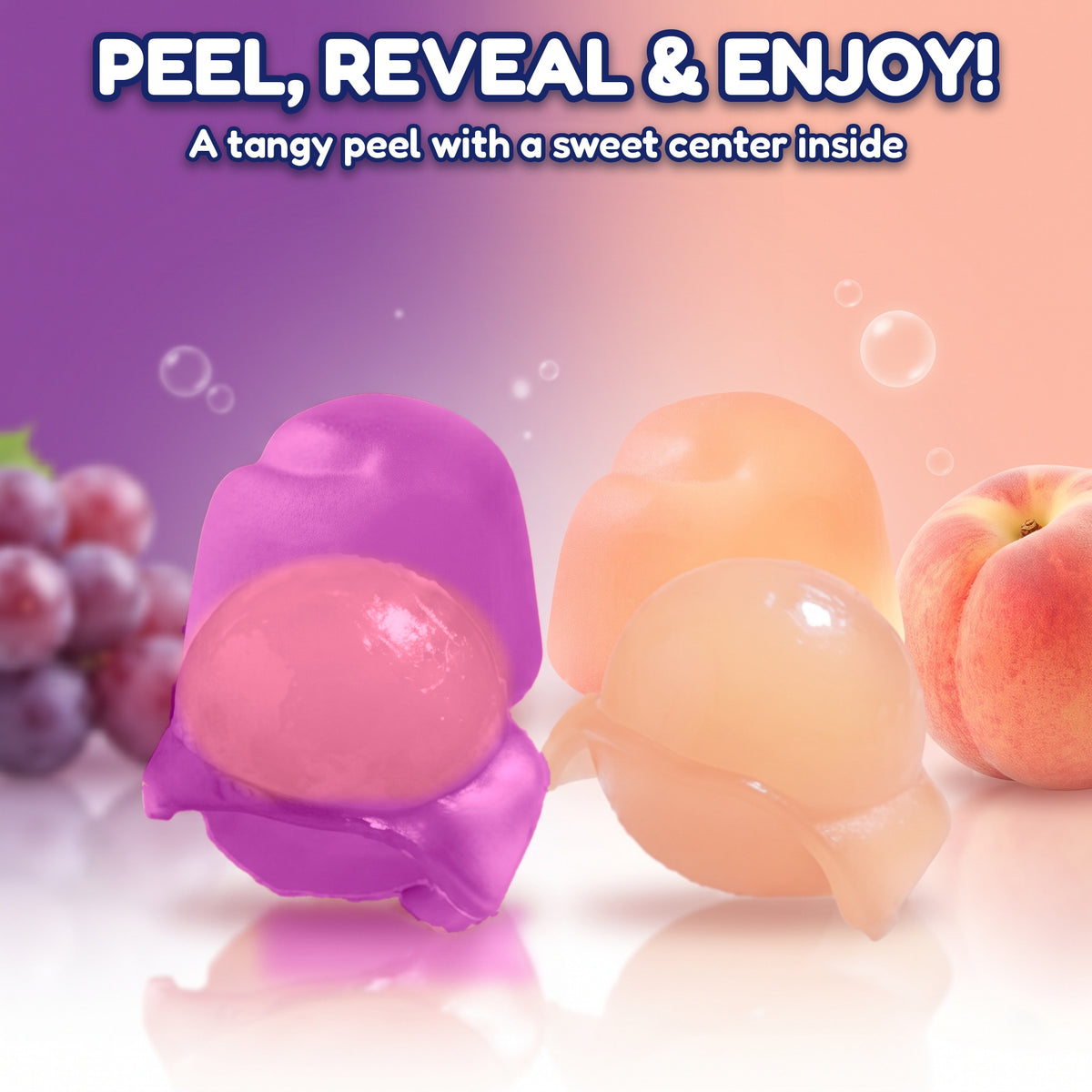 Peel-a-Treat Peelable Fruit Snacks Variety Pack, Grape & Peach and Strawberry & Orange, Made with Real Fruit Juice, 12 Individually Wrapped 0.92 oz Packs (2 Bags)