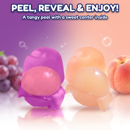 Peel-a-Treat Peelable Fruit Snacks Variety Pack, Grape & Peach and Strawberry & Orange, Made with Real Fruit Juice, 12 Individually Wrapped 0.92 oz Packs (2 Bags)