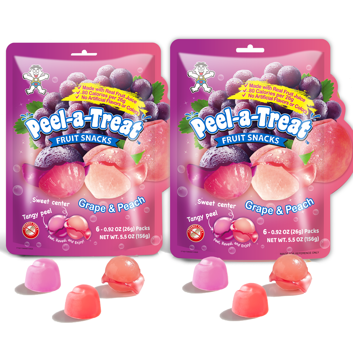 Peel-a-Treat Peelable Fruit Snacks Variety Pack, Grape & Peach and Strawberry & Orange, Made with Real Fruit Juice, 12 Individually Wrapped 0.92 oz Packs (2 Bags)