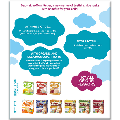 Baby Mum-Mum Organic Gentle Teething Crackers, Super Berry | 24 Count (Pack of 6) | Gluten Free, Allergen Free, Non-GMO | Baby Snacks, Teether Relief Rice Rusk Cookies for Babies